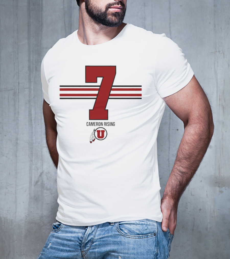 Cameron Rising Utah Utes Number 7 Stripe T-Shirt