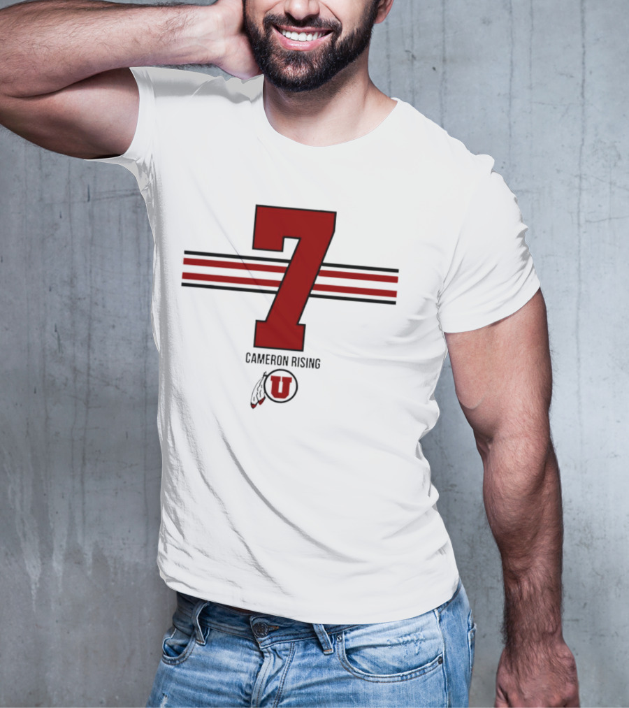Cameron Rising Utah Utes Number 7 Stripe T-Shirt