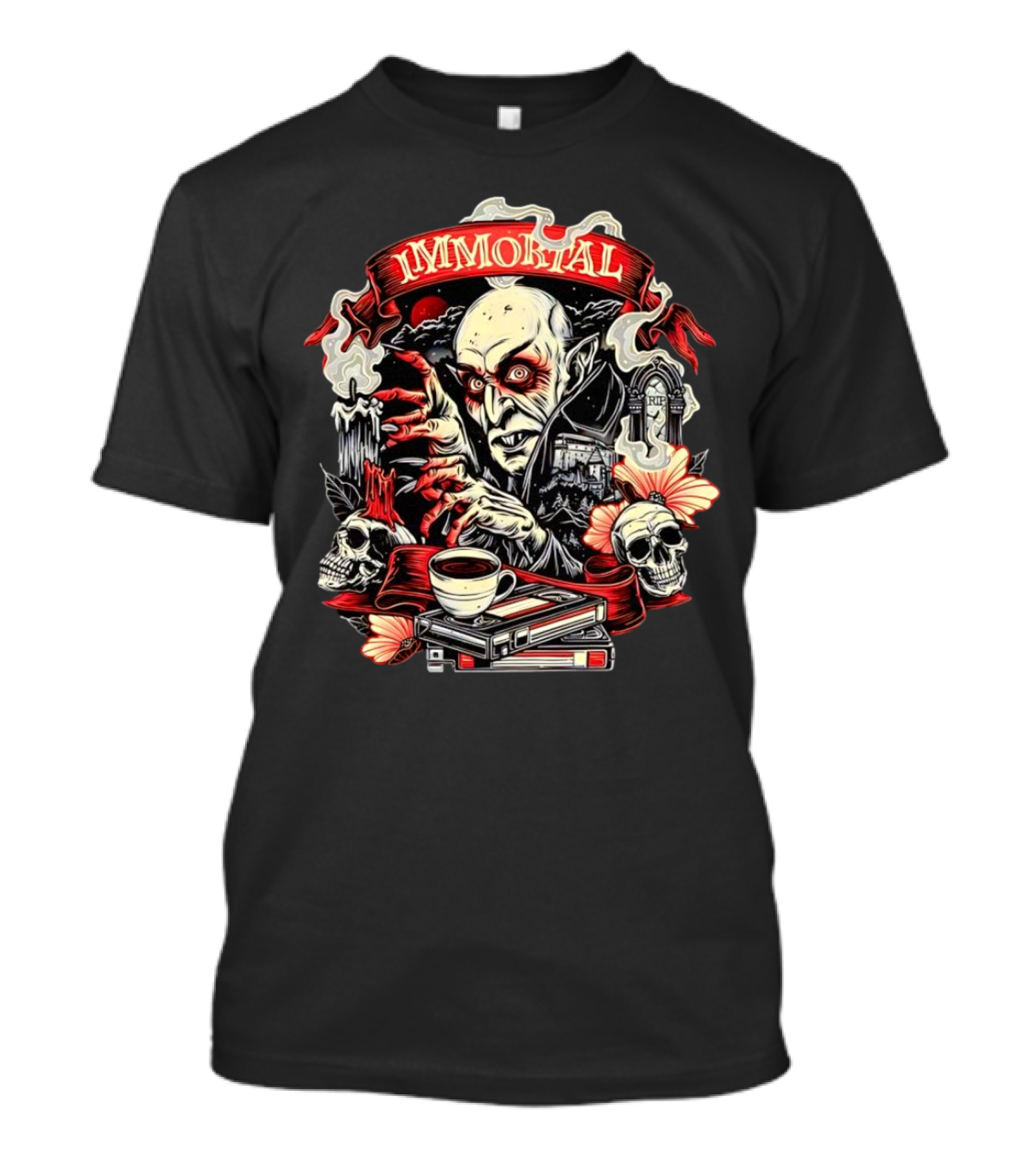Count Orlok Nosferatu Immortal Vampire With Skulls And Coffin Mug T-Shirt