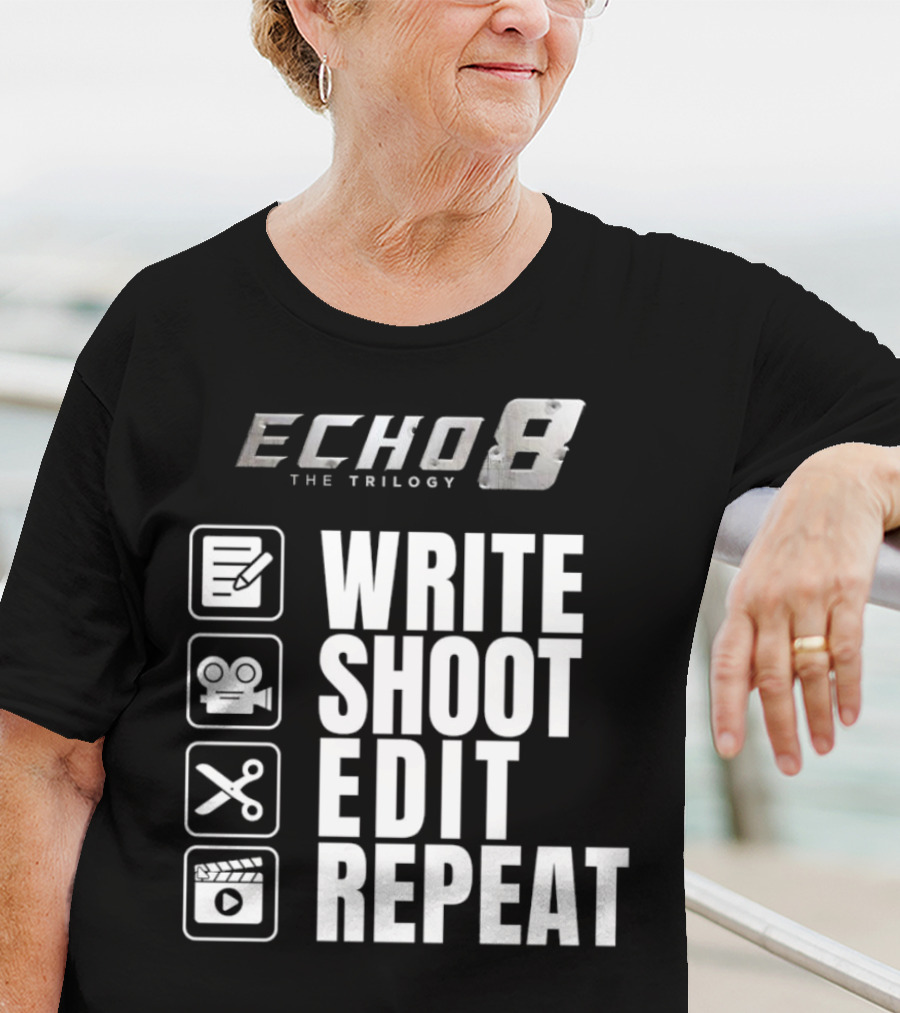 Echo 8 The Trilogy Write Shoot Edit Repeat Icons T-Shirt