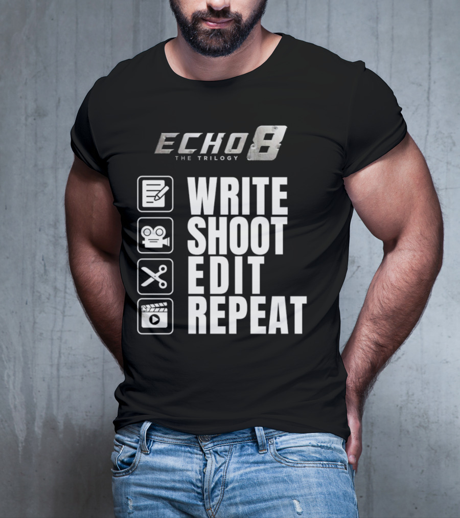 Echo 8 The Trilogy Write Shoot Edit Repeat Icons T-Shirt