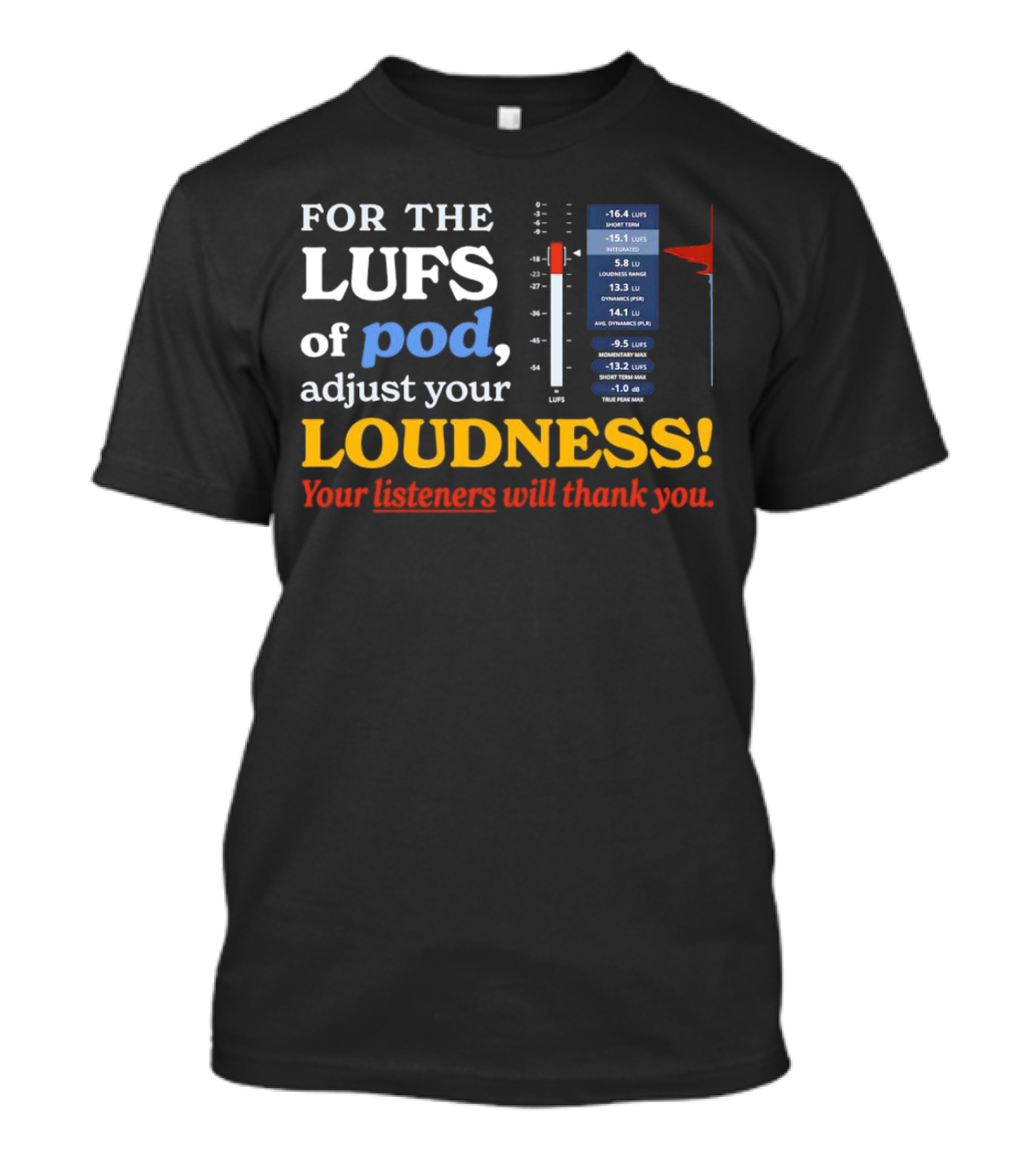 For The LUFS Of Pod Adjust Your Loudness Your Listeners Will Thank You Loudness Range True Peak Max T-Shirt