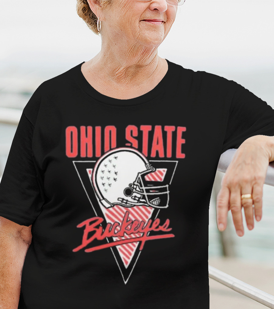 Ohio State Buckeyes Helmet Retro Triangular Emblem T-Shirt