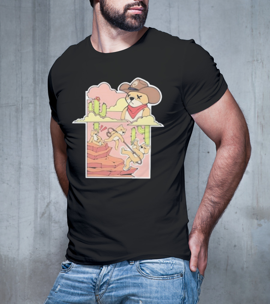 Rich And Lonely Outlaw Richie Cowboy Bear Adventure Cactus Desert T-Shirt