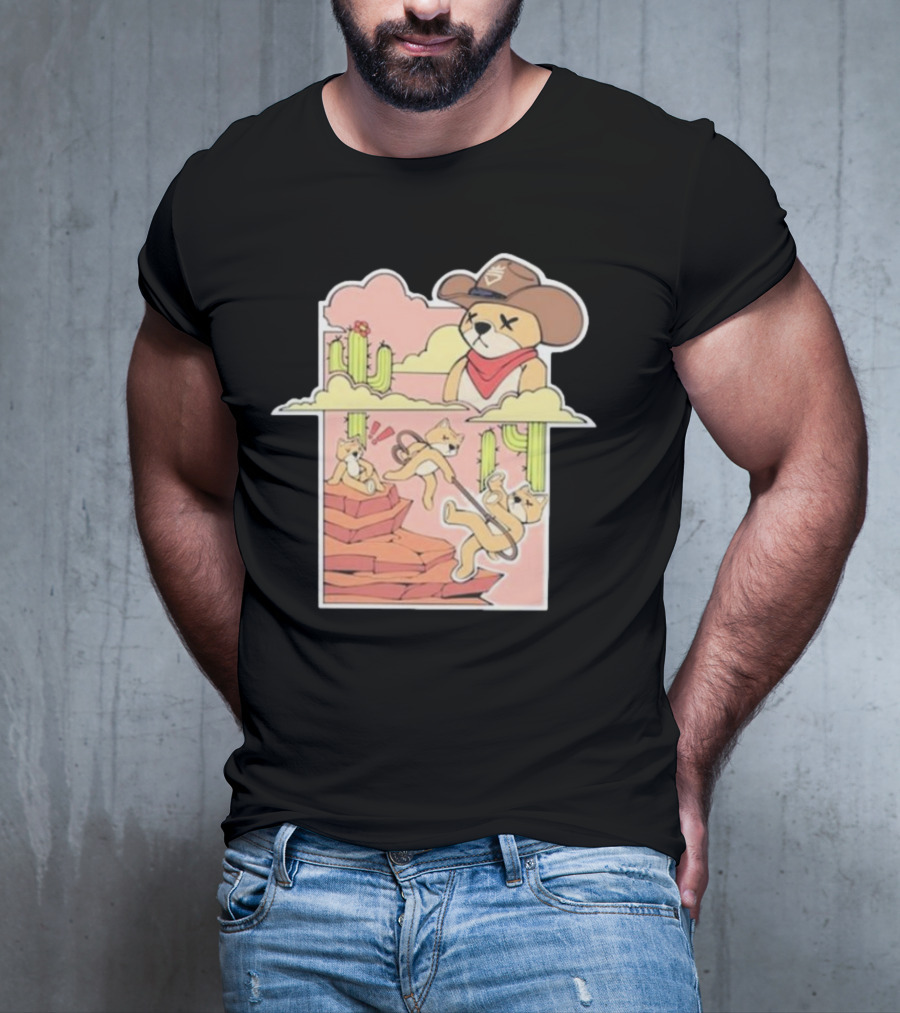 Rich And Lonely Outlaw Richie Cowboy Bear Adventure Cactus Desert T-Shirt