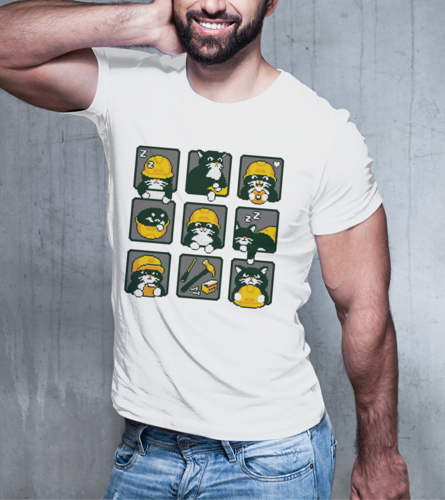 Cats In Construction Jobs Pixel Art Game T-Shirt