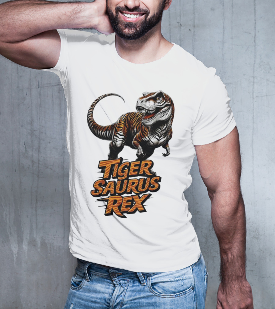 Fierce Tiger Saurus Rex Dinosaur Tiger Saurus Rex T-Shirt