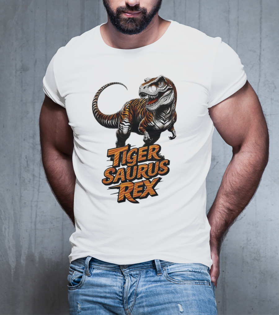 Fierce Tiger Saurus Rex Dinosaur Tiger Saurus Rex T-Shirt