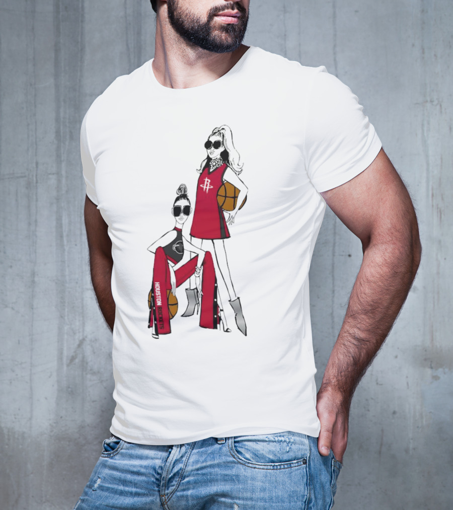 Houston Rockets G-III 4Her Basketball Girls Fitted Red Fashion Style With Basketballs T-Shirt