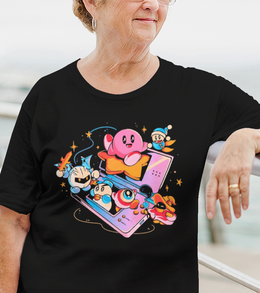 Kirby And Friends Adventure On Pink Portable Game Console T-Shirt