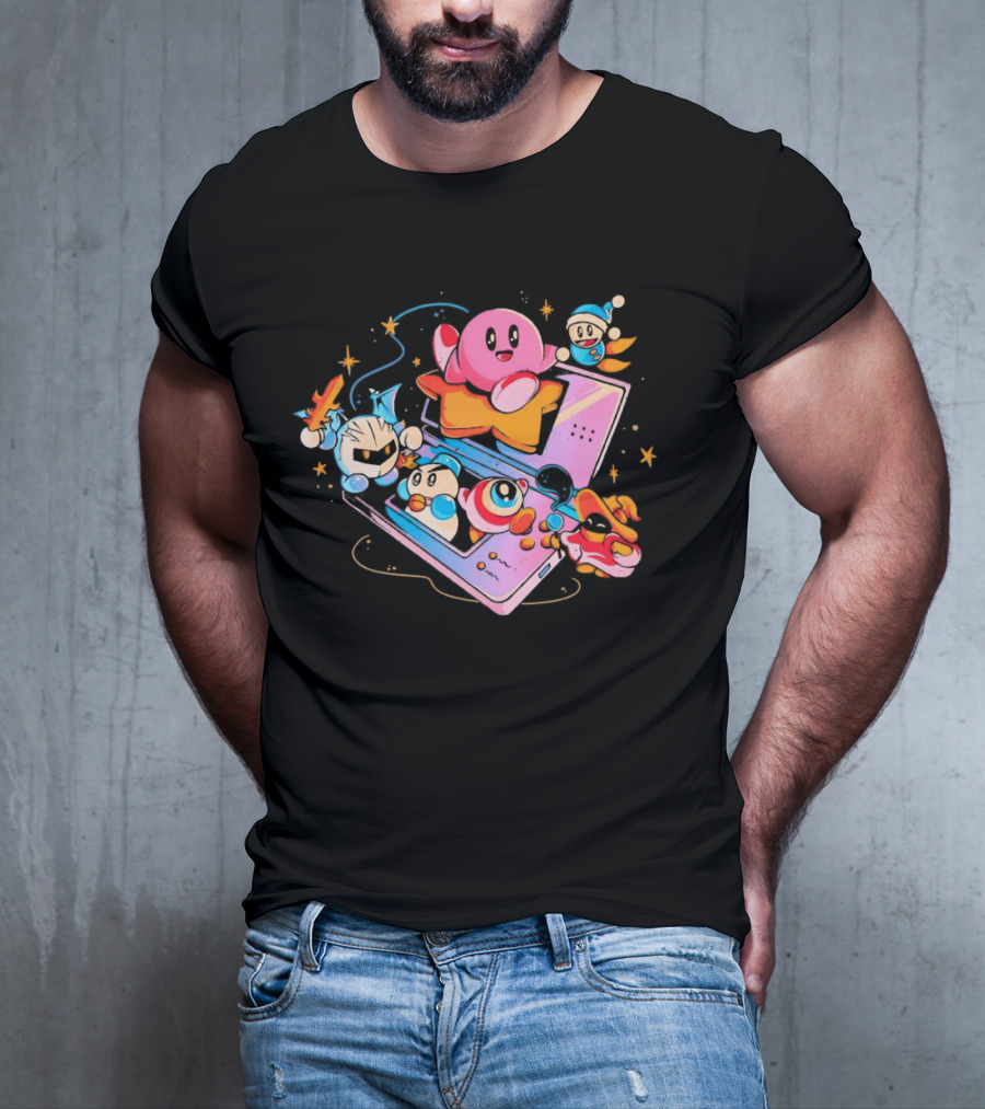 Kirby And Friends Adventure On Pink Portable Game Console T-Shirt
