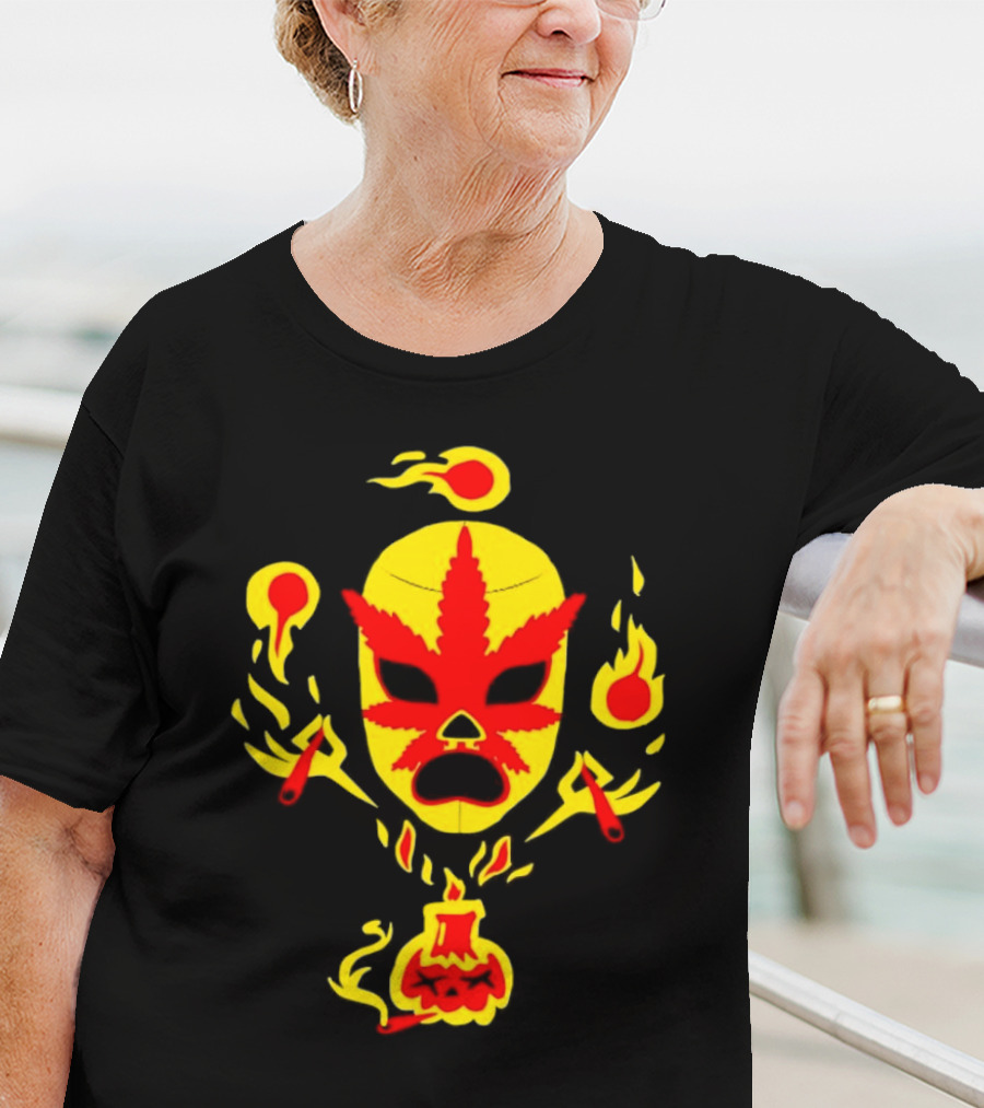 The Ablazing Blitzed Brothers Flaming Leaf Mask T-Shirt