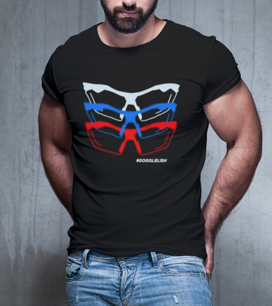 Nice Goggle Lish #GOGGELISH Red Blue White T-Shirt