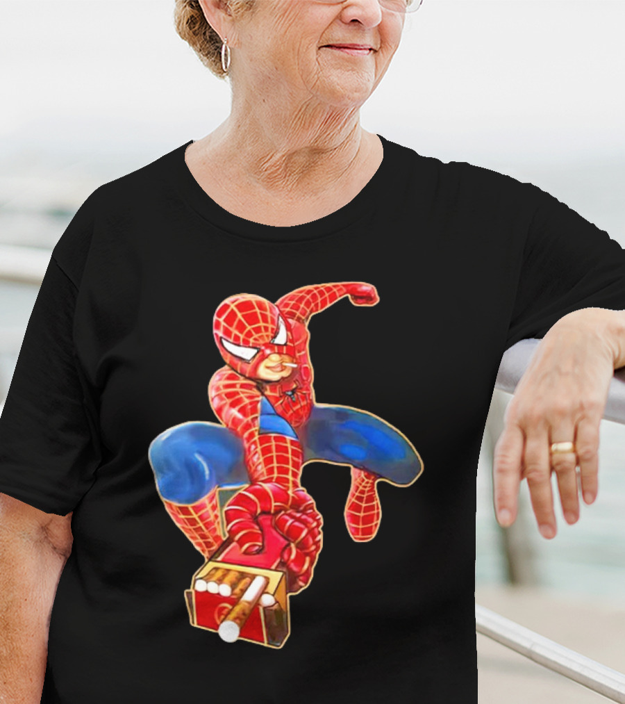 Spiderman Funny Smoking Man Superhero T-Shirt