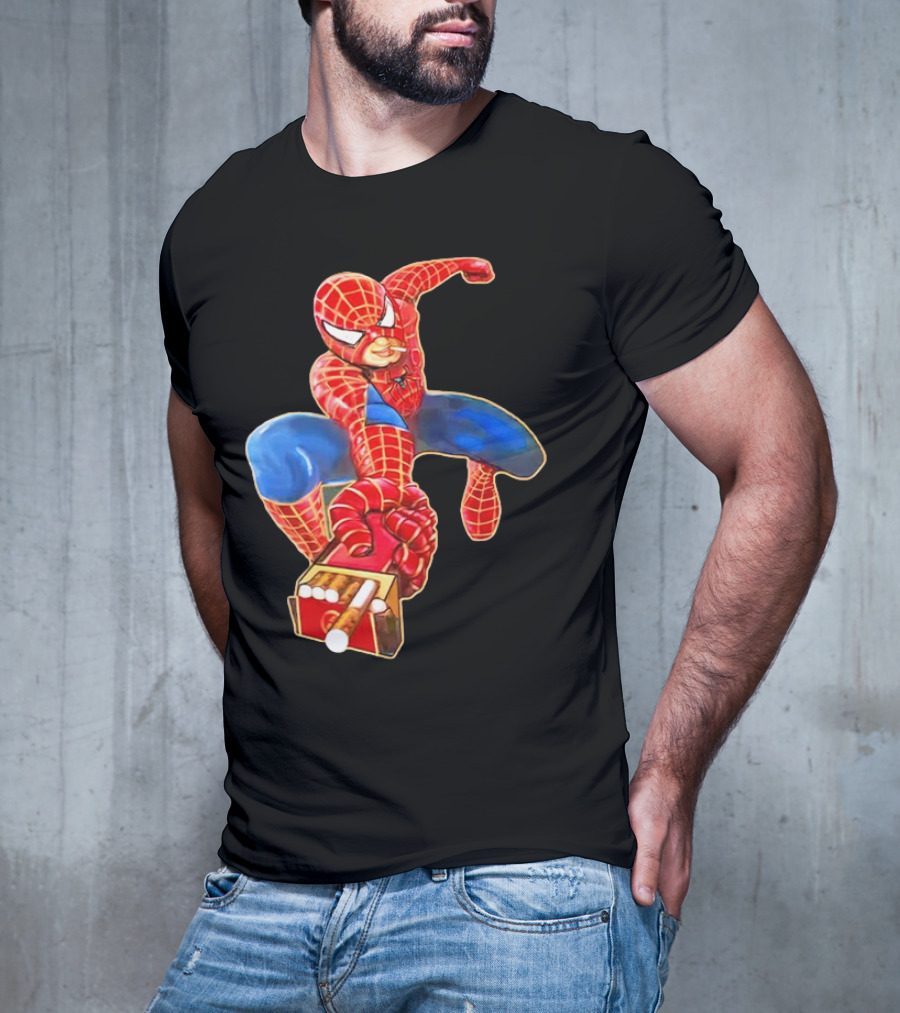 Spiderman Funny Smoking Man Superhero T-Shirt