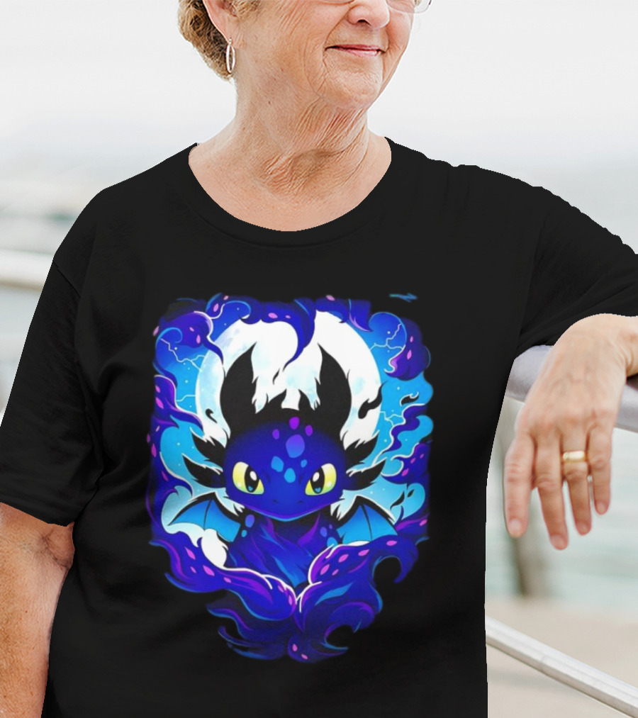 Toothless How To Train Your Dragon Darkness Cartoon Blue Flame T-Shirt