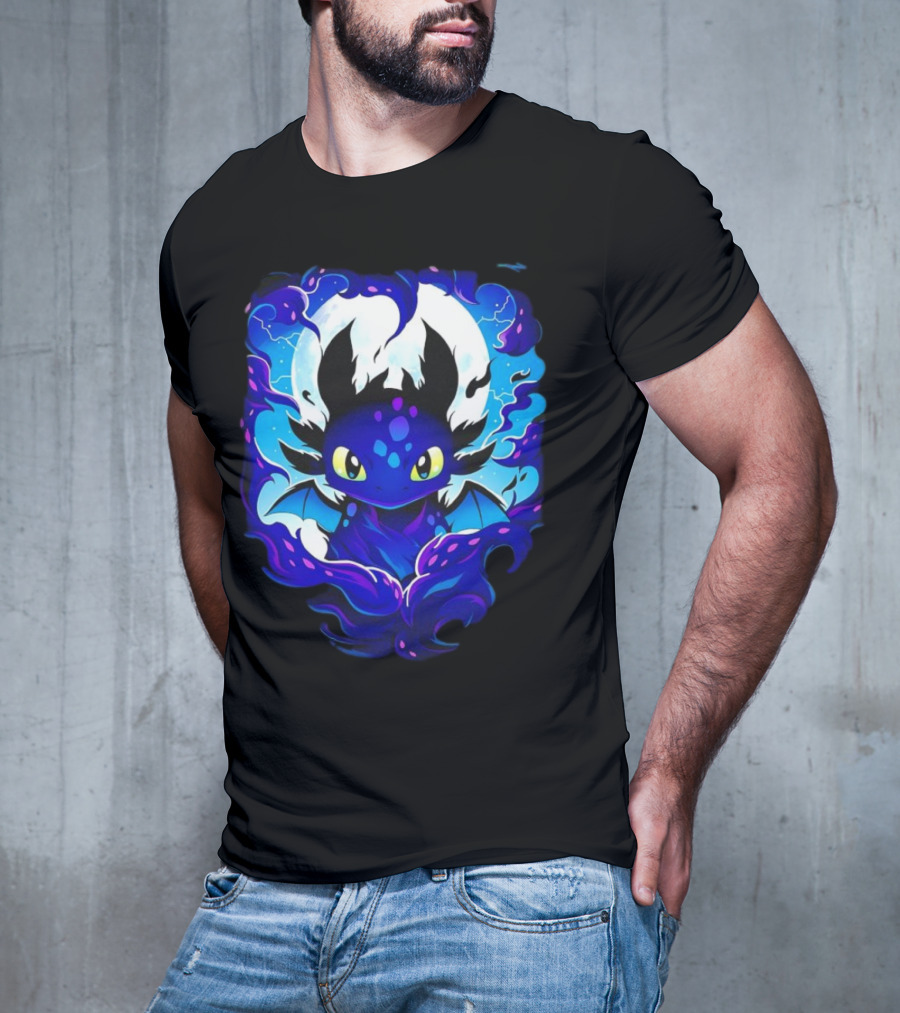 Toothless How To Train Your Dragon Darkness Cartoon Blue Flame T-Shirt