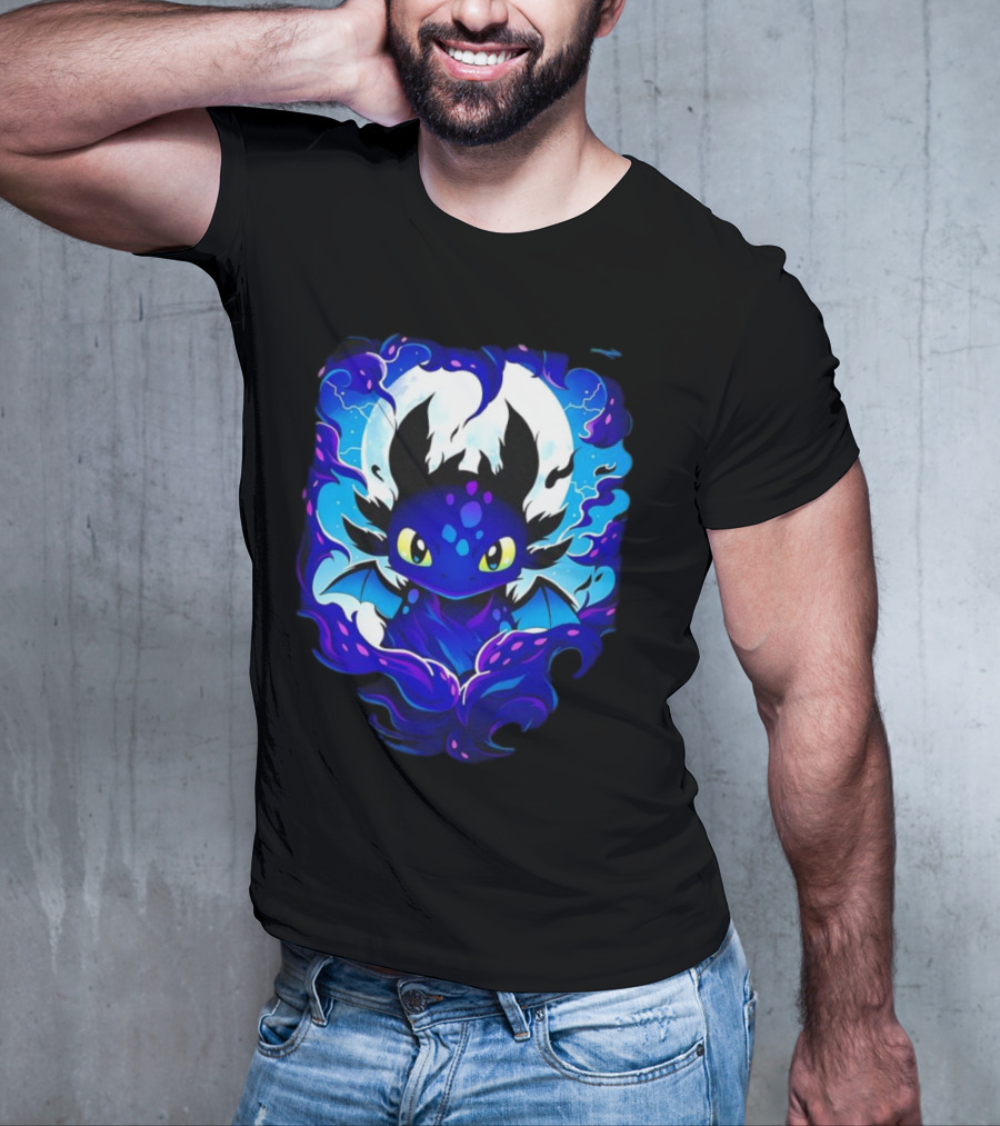 Toothless How To Train Your Dragon Darkness Cartoon Blue Flame T-Shirt