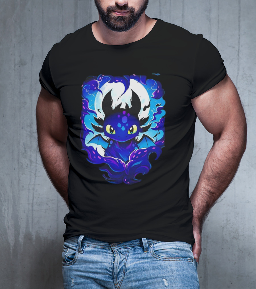 Toothless How To Train Your Dragon Darkness Cartoon Blue Flame T-Shirt