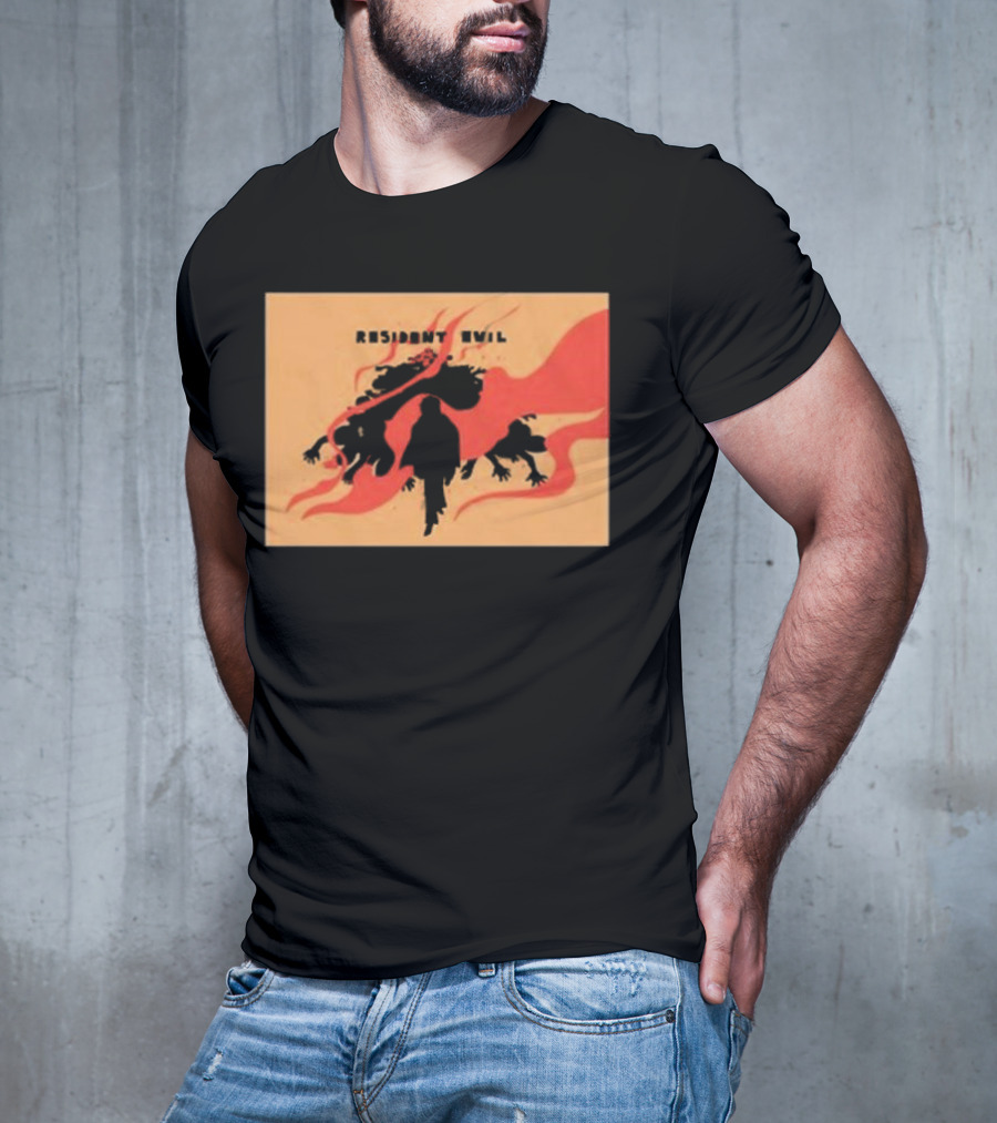 Resident Evil Silhouette Shadow Red Flames T-Shirt