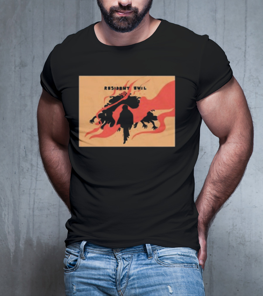 Resident Evil Silhouette Shadow Red Flames T-Shirt
