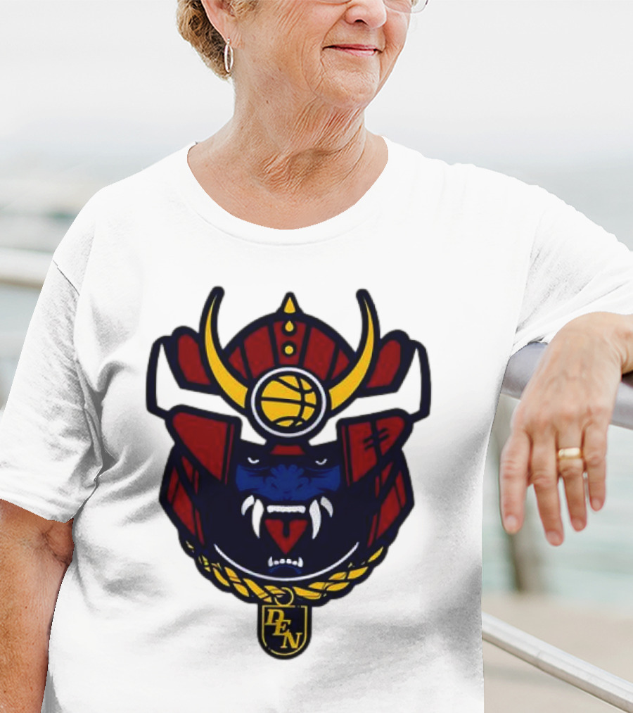 Denver Nuggets Samurai Helmet Emblem With DN Badge T-Shirt