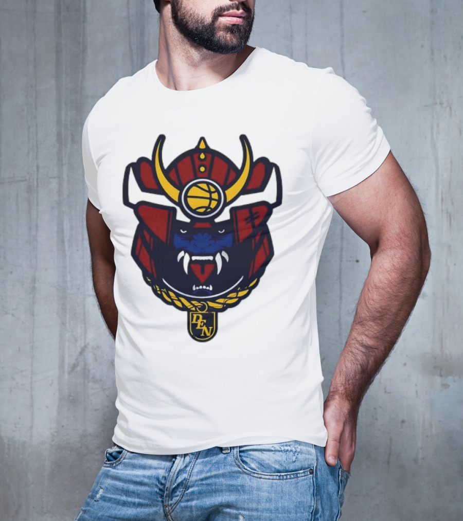Denver Nuggets Samurai Helmet Emblem With DN Badge T-Shirt