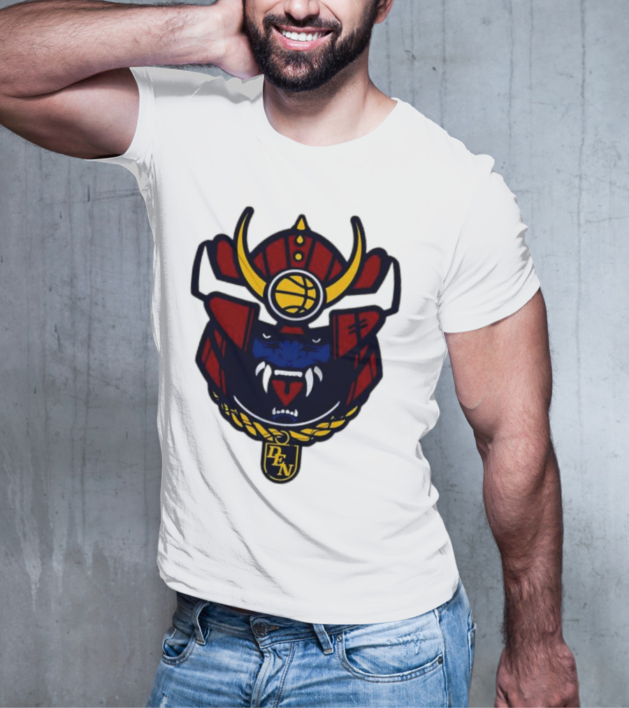 Denver Nuggets Samurai Helmet Emblem With DN Badge T-Shirt