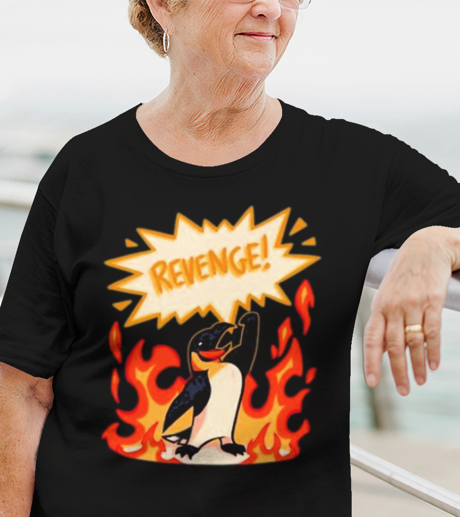 Hazbin Hotel Helluva Boss Revenge Penguin In Flames T-Shirt