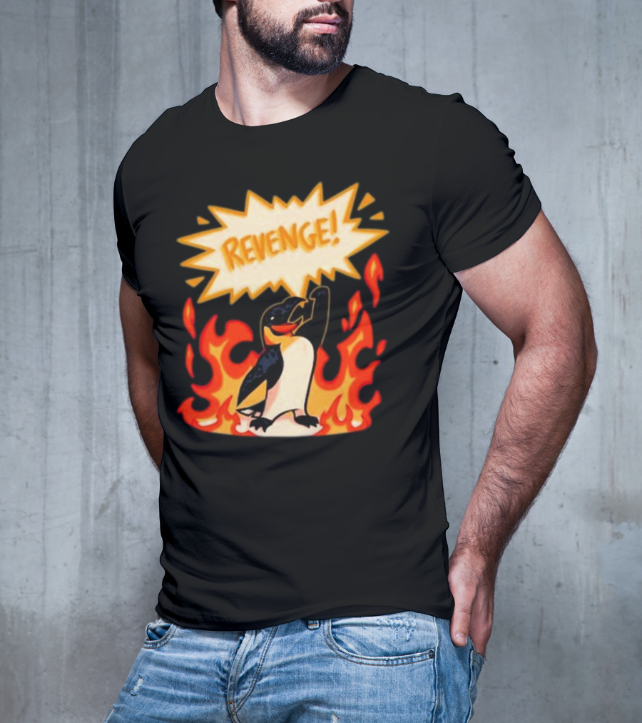 Hazbin Hotel Helluva Boss Revenge Penguin In Flames T-Shirt