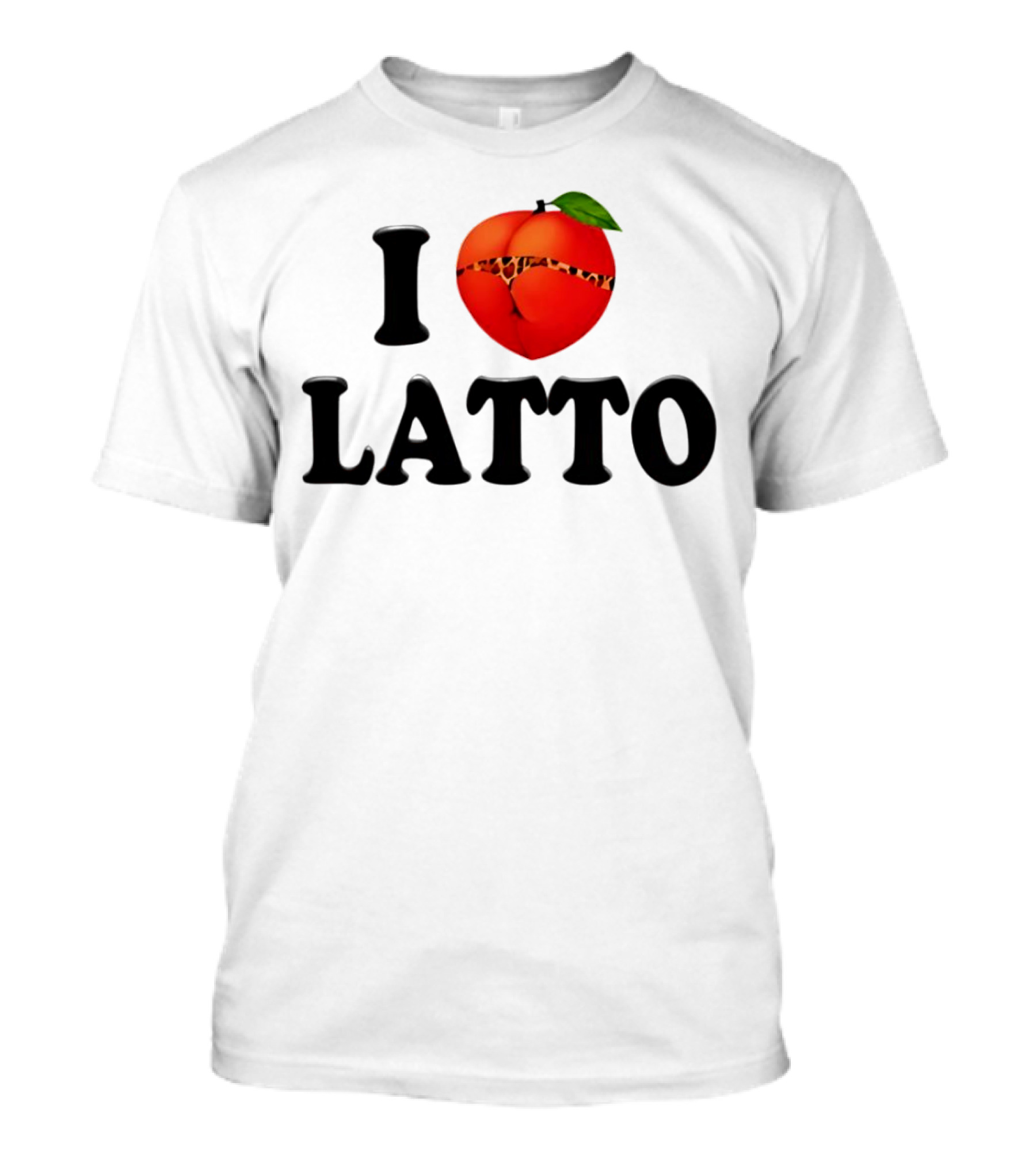 I Love Latto Peach With Leopard Print Detail T-Shirt