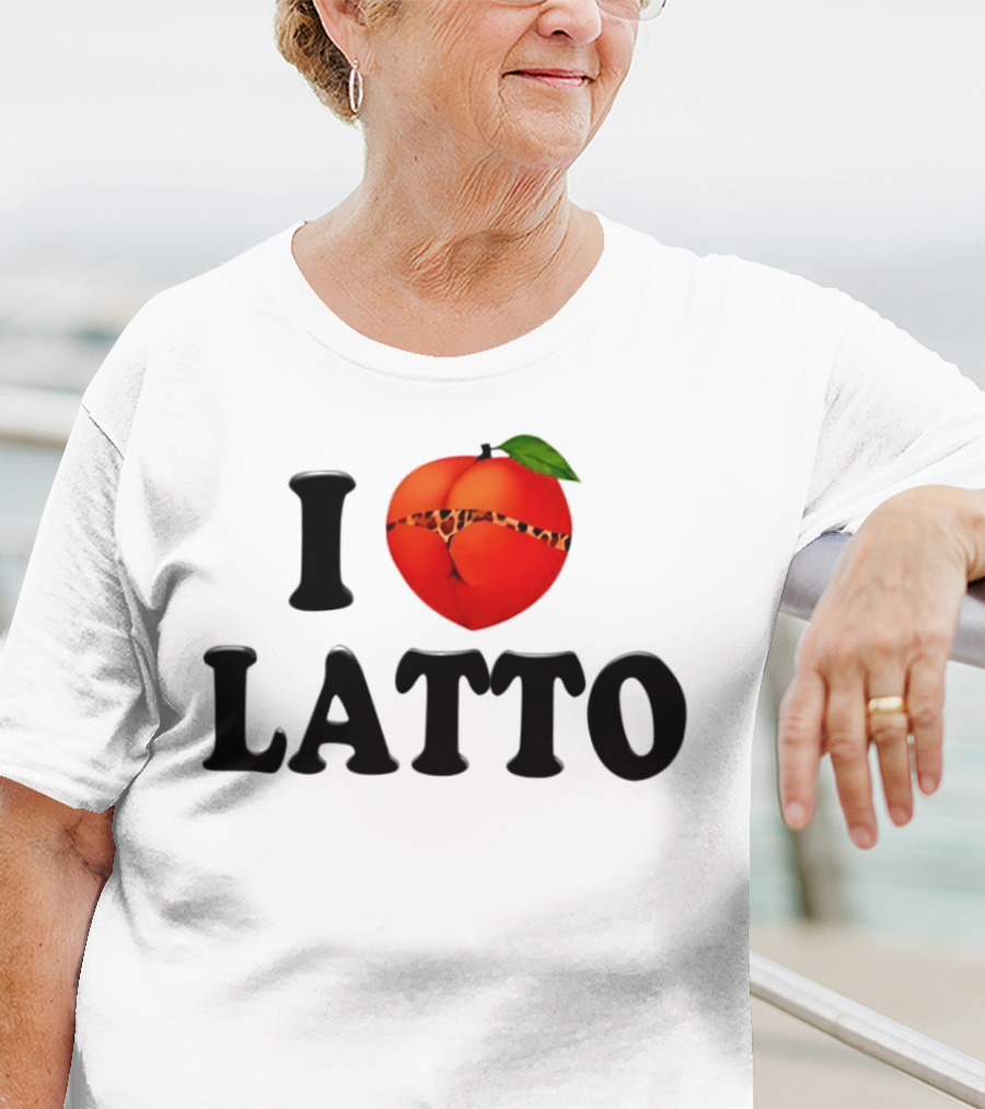 I Love Latto Peach With Leopard Print Detail T-Shirt
