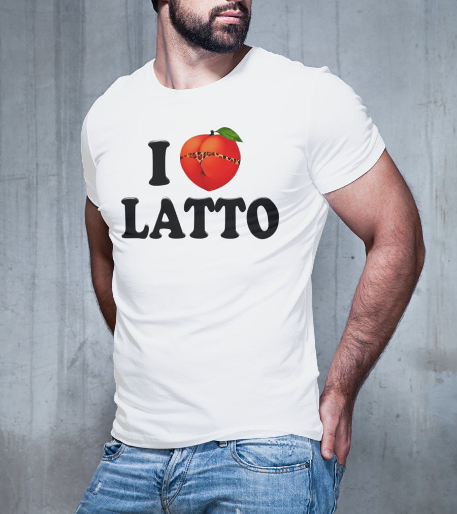 I Love Latto Peach With Leopard Print Detail T-Shirt