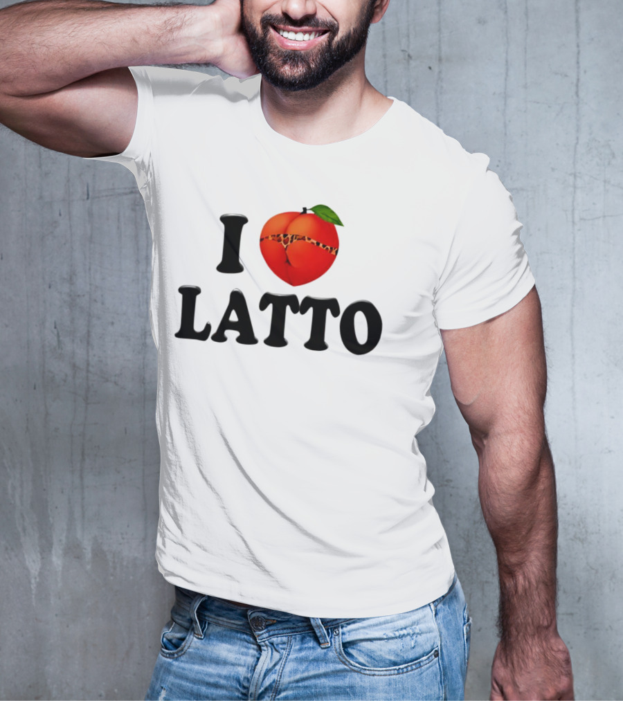 I Love Latto Peach With Leopard Print Detail T-Shirt