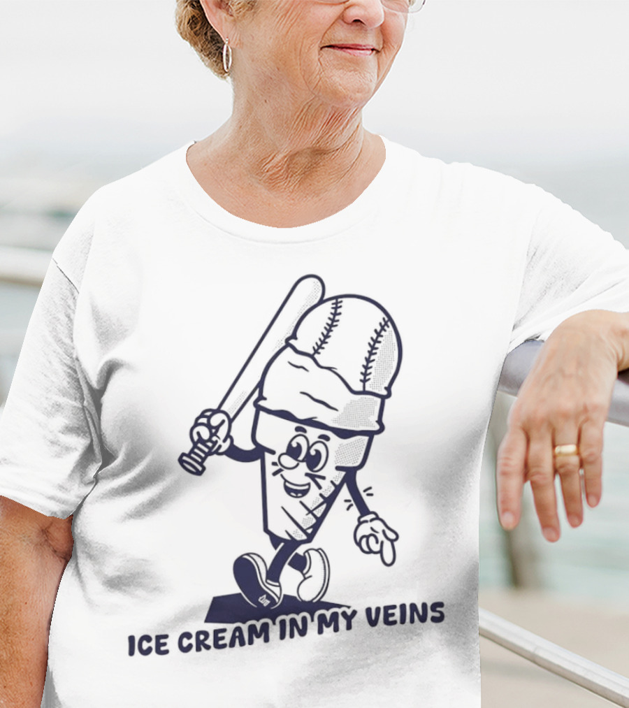 Ice Cream In My Veins Baseball Cone Bat Character T-Shirt