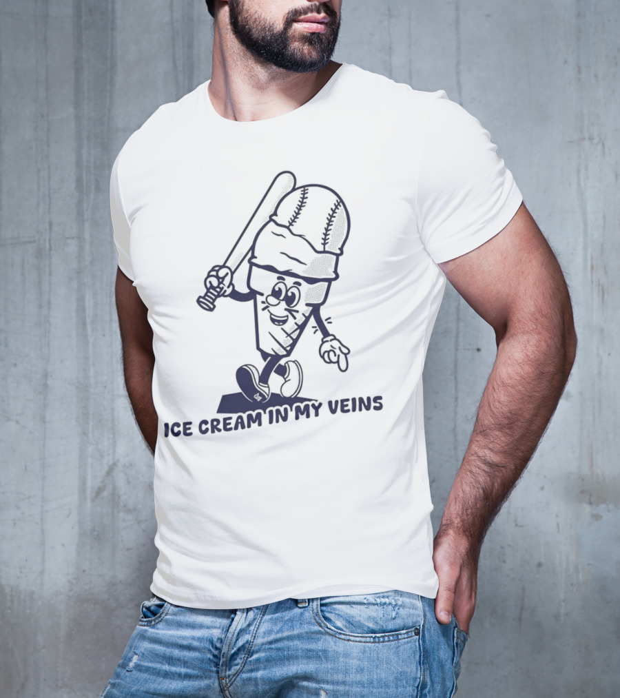 Ice Cream In My Veins Baseball Cone Bat Character T-Shirt
