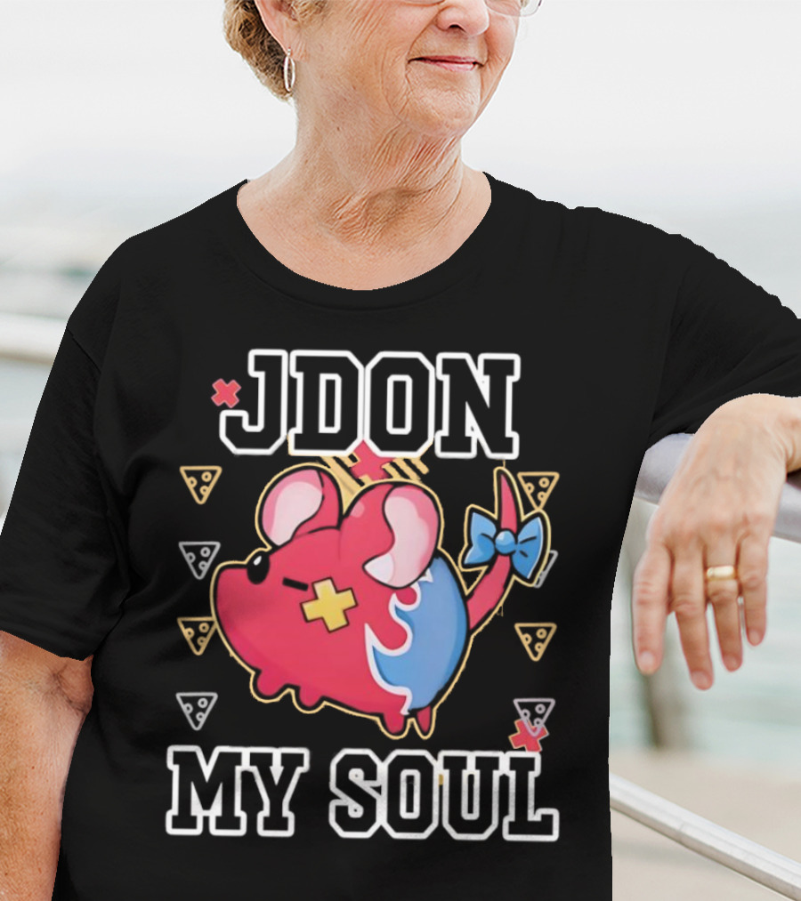 JDON My Soul Rat With Cute Red And Blue Cartoon Mouse With Pizza Slices T-Shirt