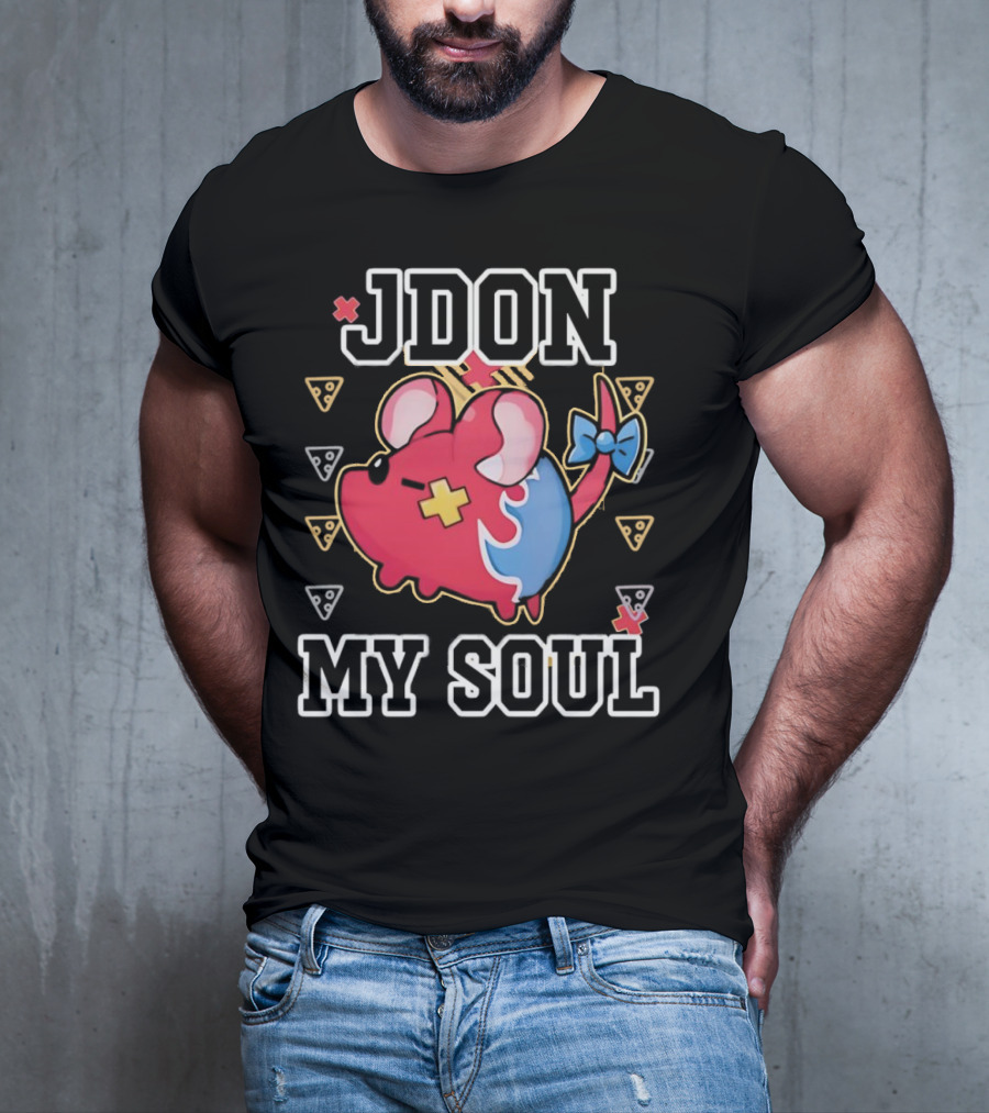 JDON My Soul Rat With Cute Red And Blue Cartoon Mouse With Pizza Slices T-Shirt