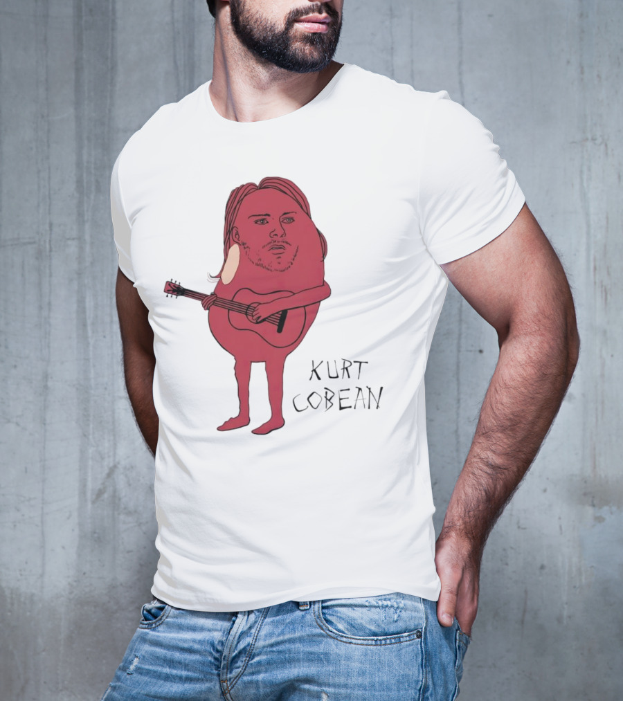 Kurt Cobean Guitar Bean Character T-Shirt