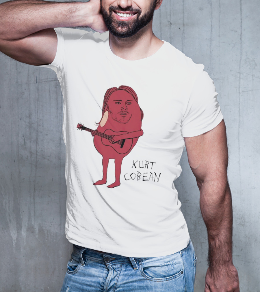 Kurt Cobean Guitar Bean Character T-Shirt