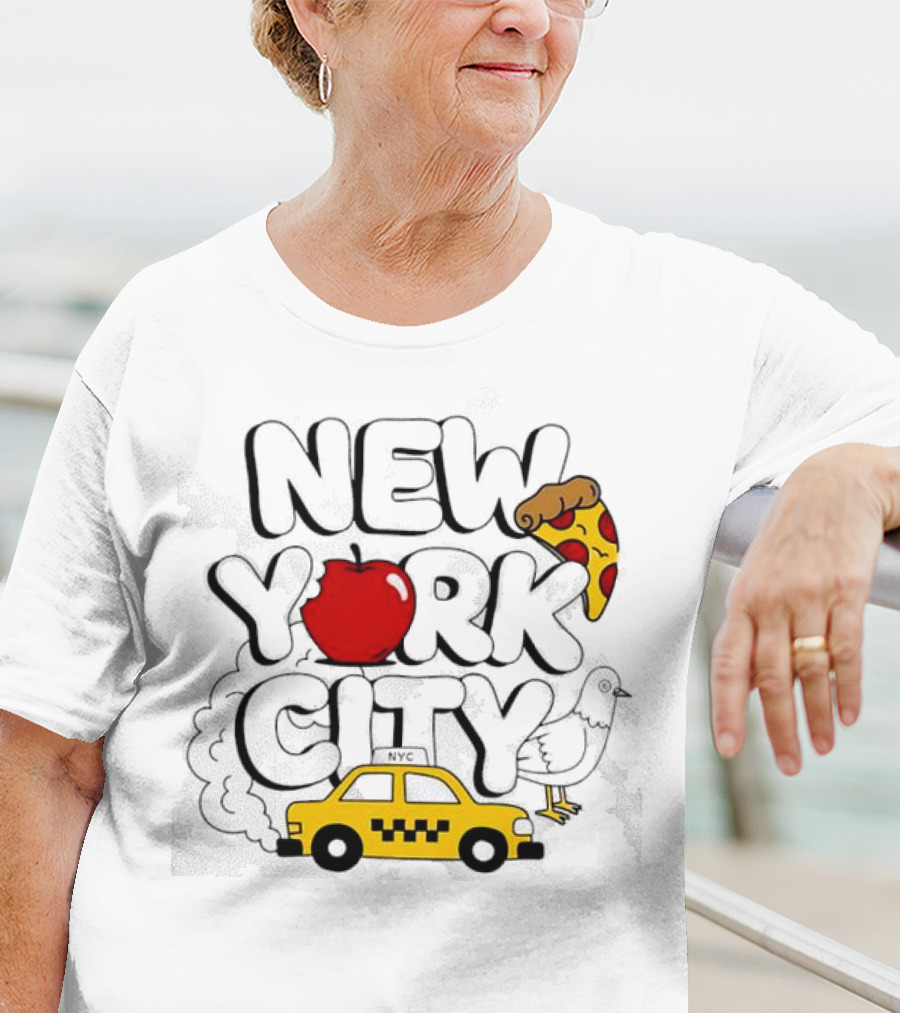 NEW YORK CITY Apple Pizza Taxi Pigeon T-Shirt