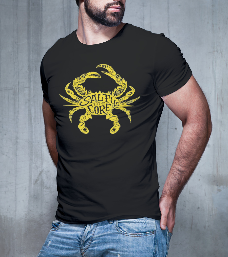 Salty To The Core Yellow Crab Tattoo-Inspired T-Shirt