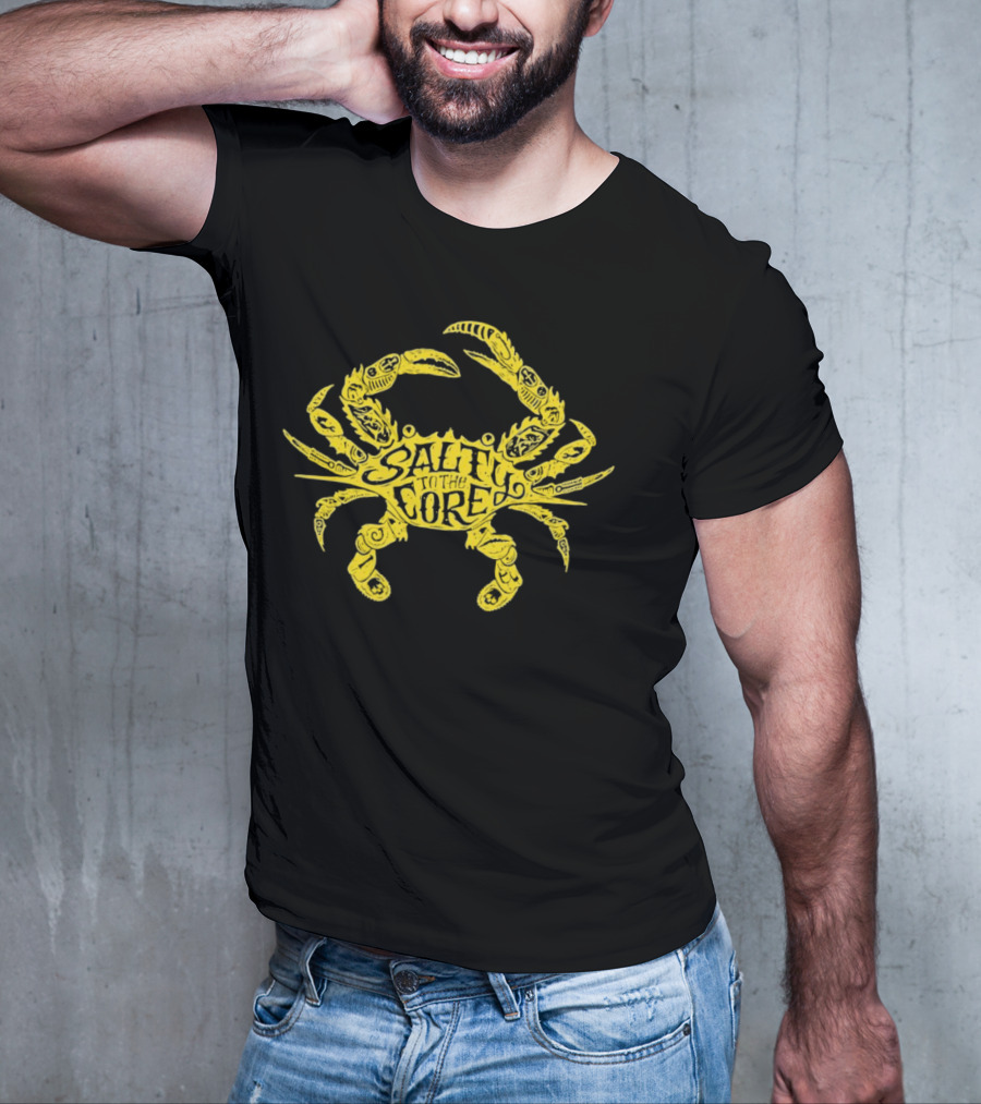 Salty To The Core Yellow Crab Tattoo-Inspired T-Shirt