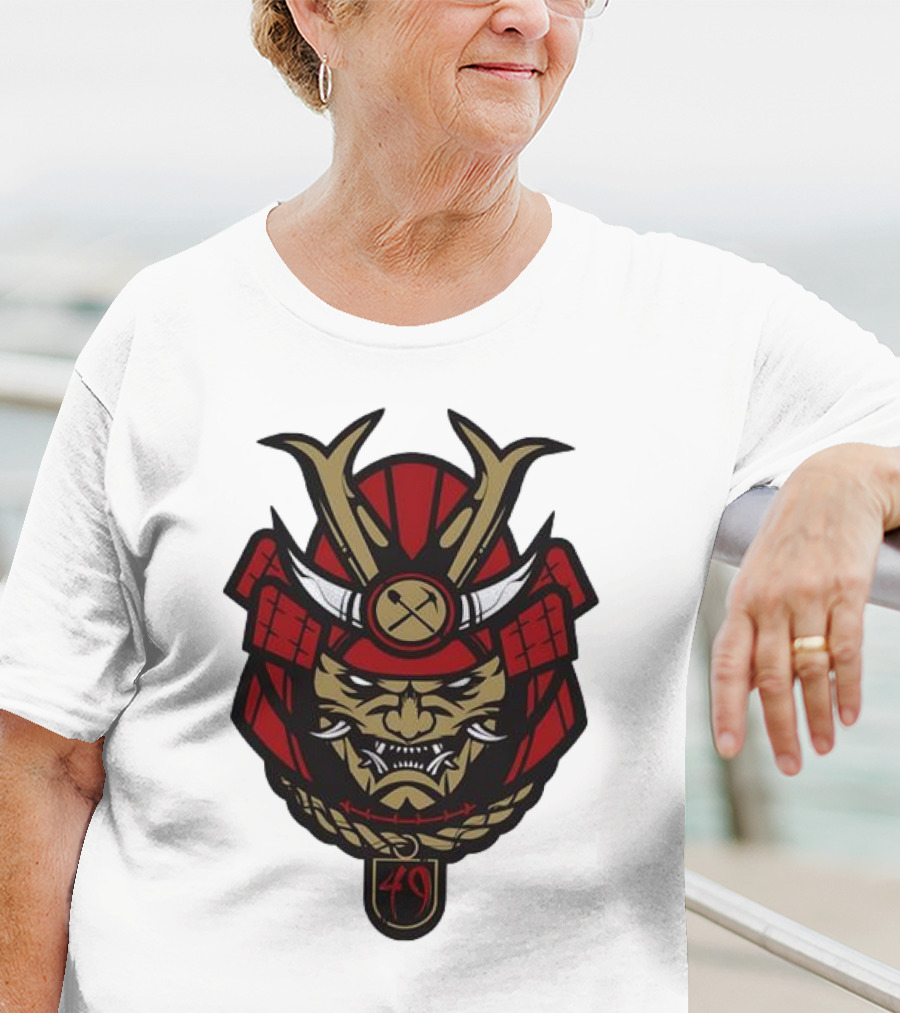 San Francisco 49ers Samurai Head With Crossed Axes And Number 49 T-Shirt