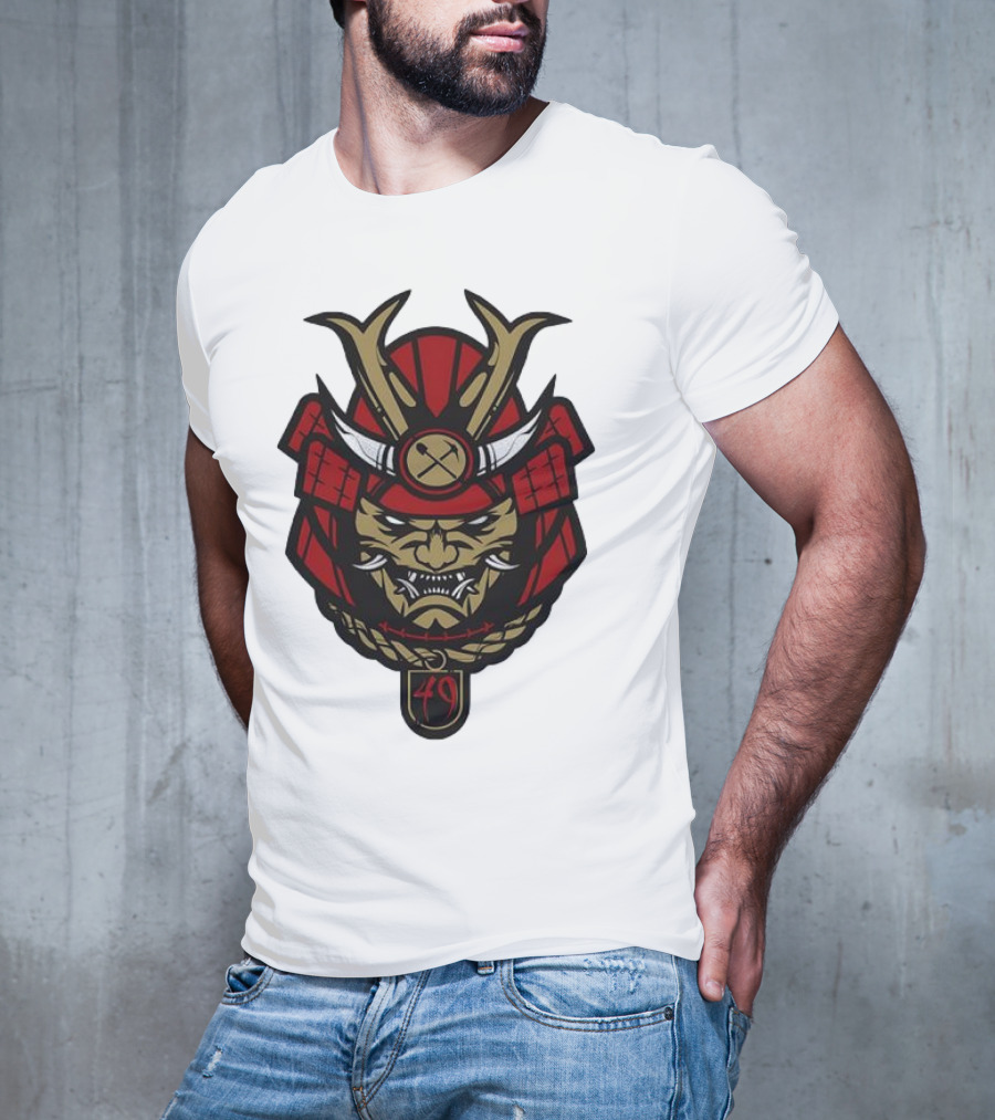 San Francisco 49ers Samurai Head With Crossed Axes And Number 49 T-Shirt