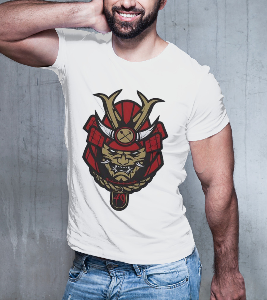San Francisco 49ers Samurai Head With Crossed Axes And Number 49 T-Shirt