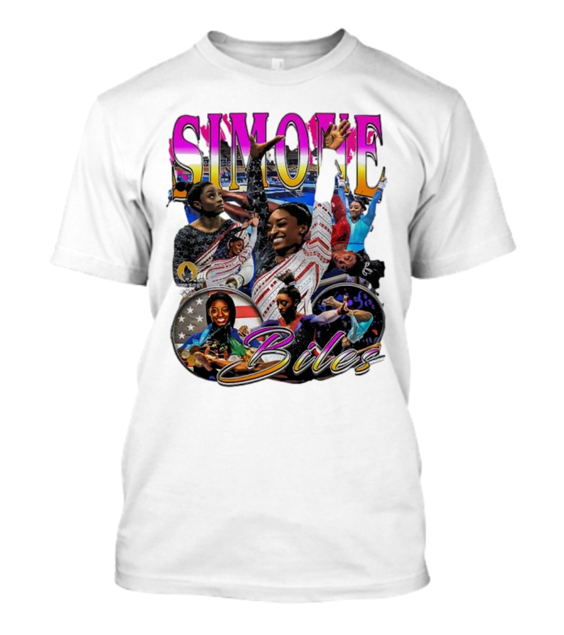 Simone Biles Olympic Champion Retro Collage T-Shirt
