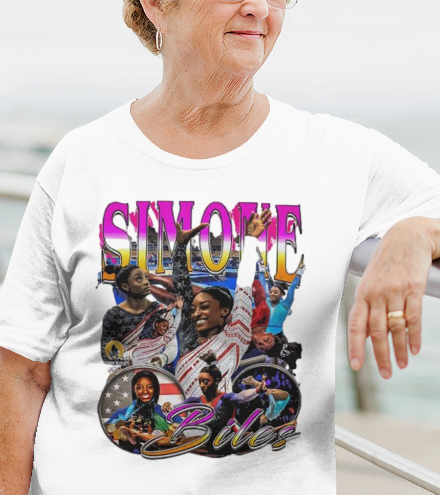 Simone Biles Olympic Champion Retro Collage T-Shirt