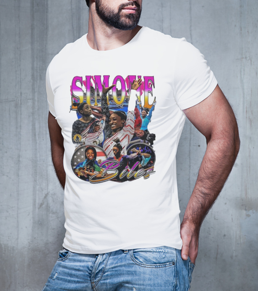 Simone Biles Olympic Champion Retro Collage T-Shirt