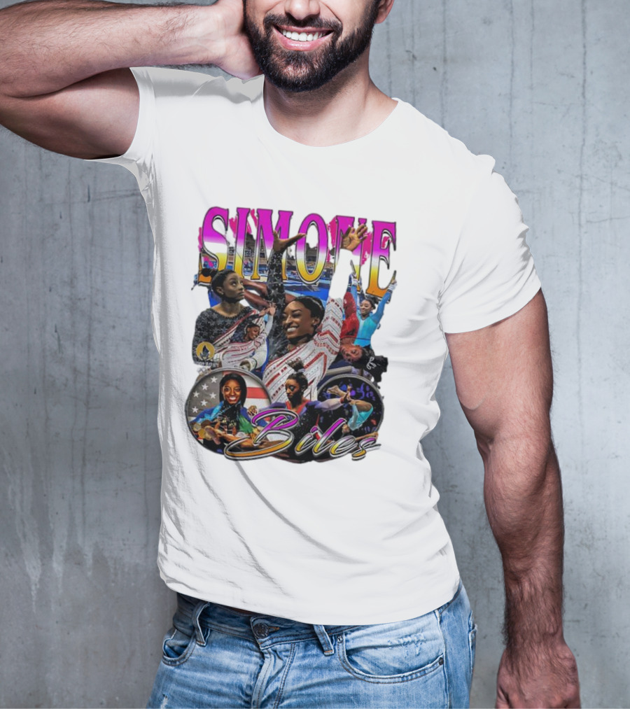 Simone Biles Olympic Champion Retro Collage T-Shirt